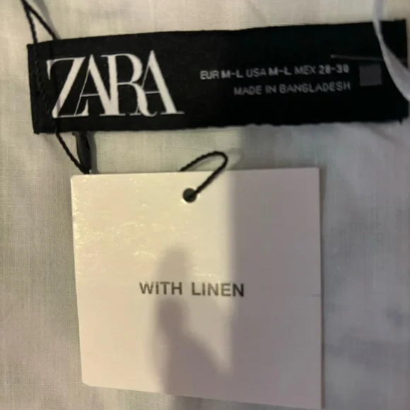 Zara Linen Blend Kimono Tie Front Mid Length Green Paisley Print Size Med/Large - Picture 16 of 16